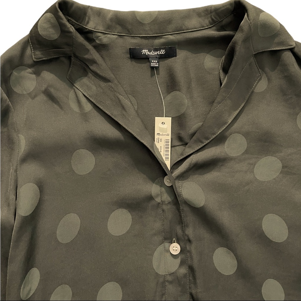 Madewell Jacquard Dot Pajama Shirt Green Size XXS - Picture 8 of 14